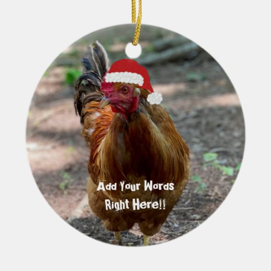 Weihnachts-Rooster Custom Message Ornament (Vorne)