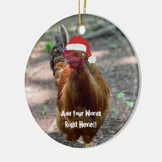 Weihnachts-Rooster Custom Message Ornament (Links)