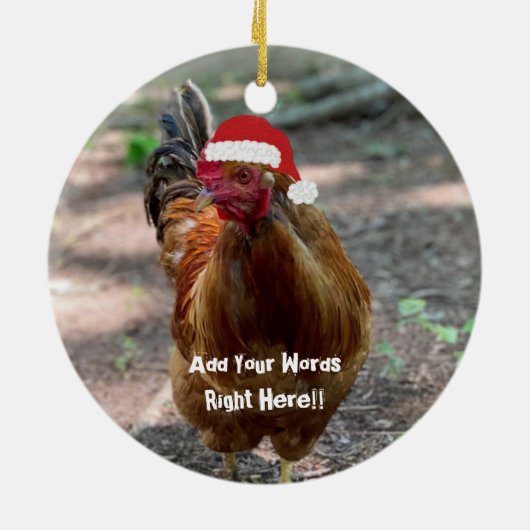 Weihnachts-Rooster Custom Message Ornament (Hinten)