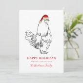 Weihnachts-Rooster Einfach Zeichnend Feiertagskarte (Stehend Vorderseite)