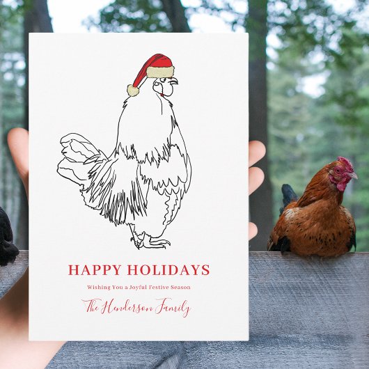 Weihnachts-Rooster Einfach Zeichnend Feiertagskarte