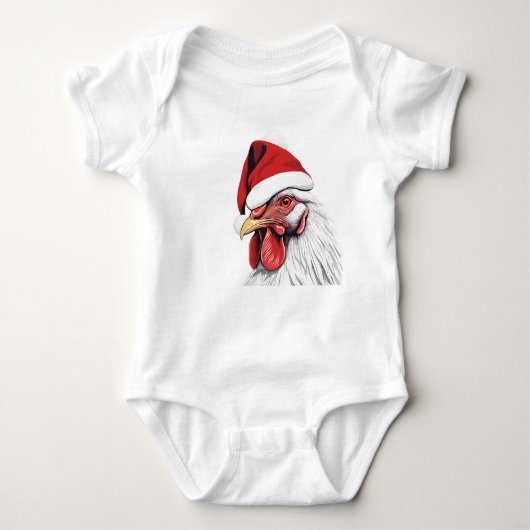Weihnachts-Rooster, Holiday Rooster, Santa Chicken Baby Strampler (Vorderseite)