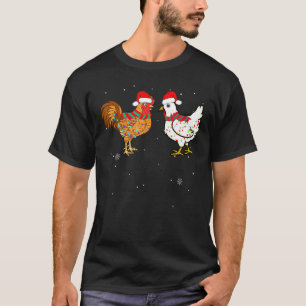 Weihnachts-Rooster-Lichter Hühner Weihnachtsmannmü T-Shirt