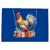 Weihnachts-Rooster und präsentiert Vintages Grafik Große Geschenktüte (Rückseite)