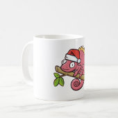 Weihnachts-Rosa Chamäleon Kaffeetasse (Vorderseite Links)