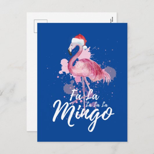 Weihnachts-Rosa Flamingo Feiertagspostkarte (Vorne/Hinten)