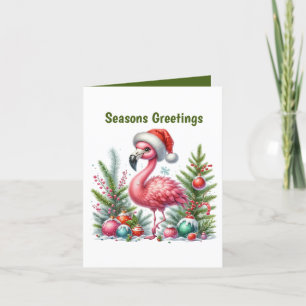 Weihnachts-Rosa Flamingo individuell anpassbar Feiertagskarte