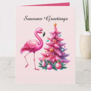 Weihnachts-Rosa Flamingo-Karte Karte