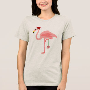 Weihnachts-Rosa Flamingo Tri-Blend Shirt