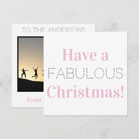 Weihnachts-Rosa-Foto Feiertagskarte (Vorne/Hinten)