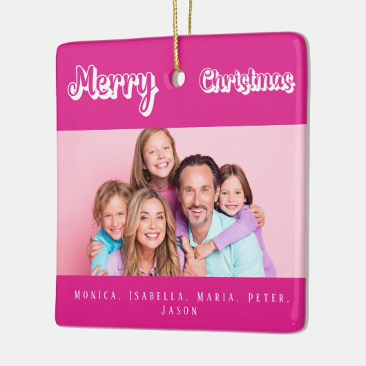 Weihnachts-Rosa-Foto heißt modern weiß Keramikornament (Links)