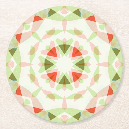 Weihnachts-Rosa-Grün-Star-Party Runder Pappuntersetzer (Vorderseite)
