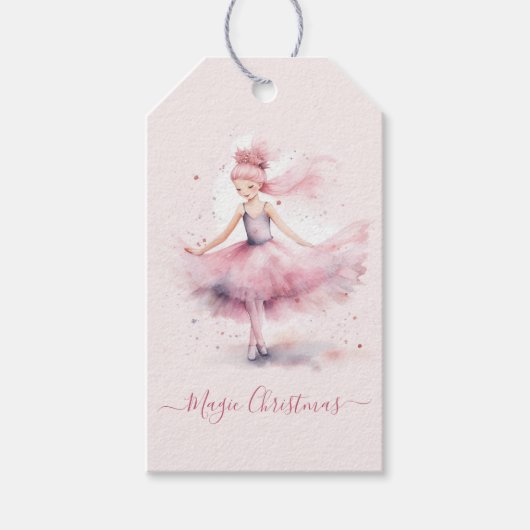 Weihnachts-Rosa-Nutcracker-Ballerina Geschenkanhänger (Vorderseite)