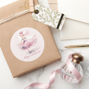 Weihnachts-Rosa-Nutcracker-Ballerina Runder Aufkleber