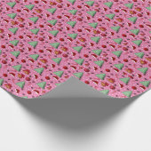 Weihnachts-Rosa-Ornamente Kissen Geschenkpapier (Ecke)