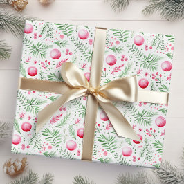 Weihnachts-Rosa-Ornamente und Folies Geschenkpapier