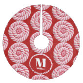 Weihnachts-Rosa-Runde Candy Canes Individuelle Nam Polyester Weihnachtsbaumdecke (Vorderseite)