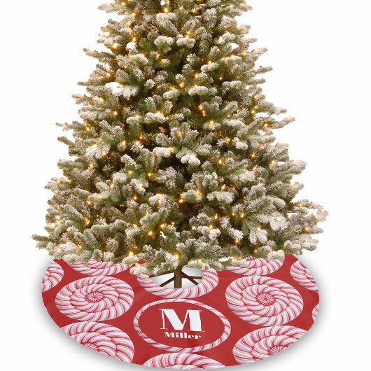 Weihnachts-Rosa-Runde Candy Canes Individuelle Nam Polyester Weihnachtsbaumdecke