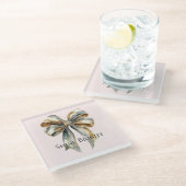 Weihnachts-Rosa Rustikaler Grüner Goldbock Glasuntersetzer (Schrägansicht)