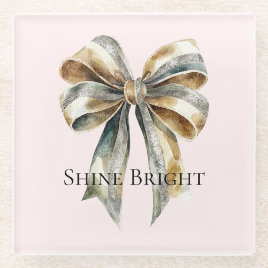 Weihnachts-Rosa Rustikaler Grüner Goldbock Glasuntersetzer (Vorderseite)