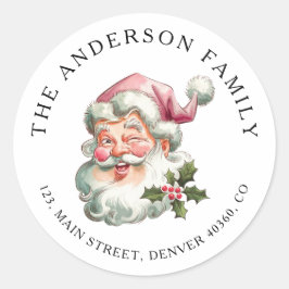 Weihnachts-Rosa-Santa-Rücksendetikett Runder Aufkleber