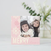 Weihnachts-Rosa-Schnee-Feiertage Fotokarte Feiertagskarte (Stehend Vorderseite)