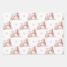 Weihnachts-Rosa-Schnee-Girl Poinsettia Geschenkpapier Set