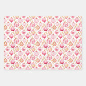 Weihnachts-Rosa und Gold-Ornamente Geschenkpapier Set (Vorderseite 3)