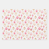Weihnachts-Rosa und Gold-Ornamente Geschenkpapier Set (Vorderseite)