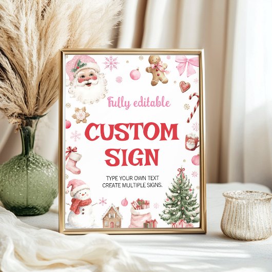 Weihnachts-Rosa-Weihnachtsmann-Winter-Geburtstags- Poster