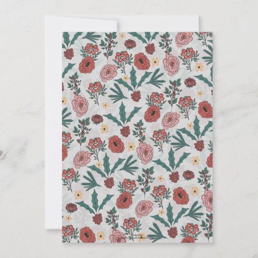 Weihnachts-Rose Berries Floral Grau Muster (Rückseite)