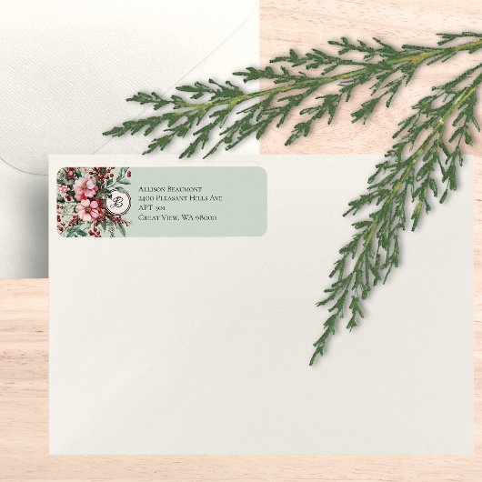 Weihnachts-Rosé-Blumen-Spray Elegantes Monogramm