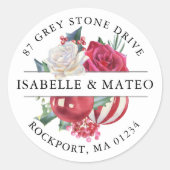 Weihnachts-Rose Blumenrückgabe Runder Aufkleber (Vorderseite)