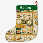 Weihnachts-Rose Collage Großer Weihnachtsstrumpf (Rückseite)