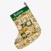 Weihnachts-Rose Collage Großer Weihnachtsstrumpf (Rückseite (Hängend))