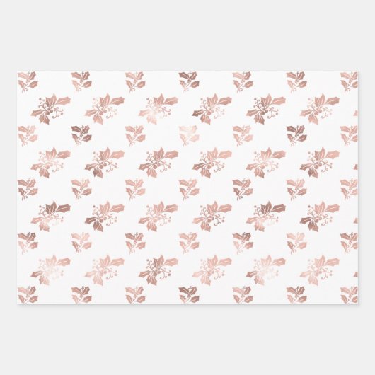 Weihnachts-Rose Gold Elegant Holly Blätter (Vorderseite 3)