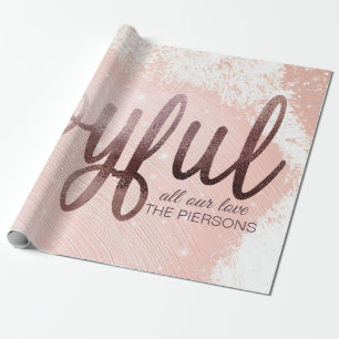 Weihnachts-Rose Gold Foil Joyful Geschenkpapier