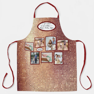 Weihnachts-Rose Gold Glitzer Red Nana Familie Foto Schürze