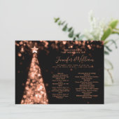Weihnachts-Rose Gold-Hochzeitsprogramm für Weihnac Einladung (Stehend Vorderseite)