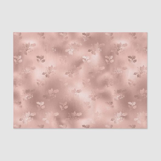 Weihnachts-Rose Gold Holly Blätter Muster Seidenpapier (Vorderseite)