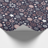 Weihnachts-Rose Gold luxuriöse metallische Schneef Geschenkpapier (Ecke)