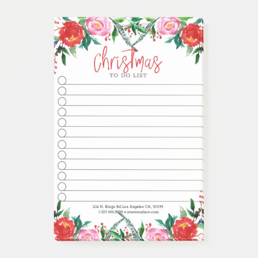 Weihnachts-Rose in Rot und Rosa Post-it Klebezettel (Vorderseite)