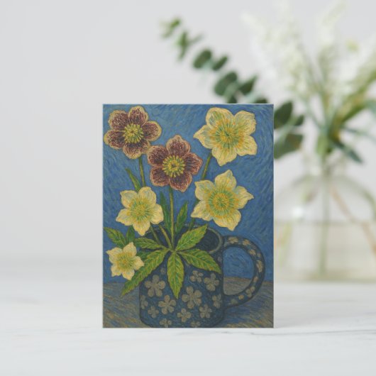 Weihnachts-Rose Postkarte (Stehend Vorderseite)