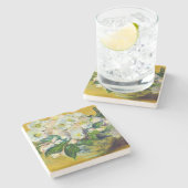 Weihnachts-Rose (von Claude Monet) Steinuntersetzer (Seitenansicht)