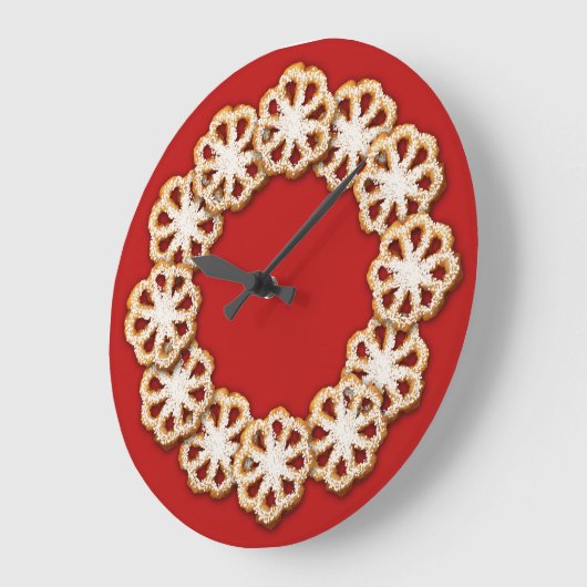 Weihnachts-Rosette-Cookies Große Wanduhr (Winkel)