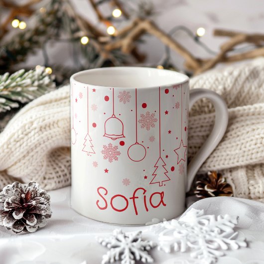 Weihnachts-Rot-Ball-Star-Dekoration Name Klassisch Kaffeetasse