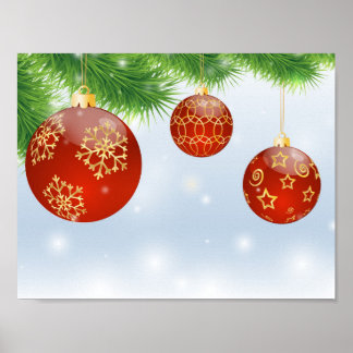 Weihnachts-Rot-Balls-Poster Poster