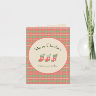 Weihnachts-Rot-Base-Kariert geklappte Weihnachtska Feiertagskarte