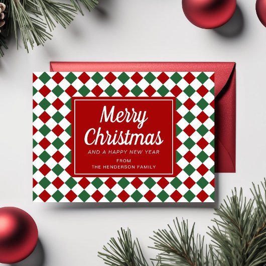 Weihnachts-Rot-Checked-Foto Feiertagskarte