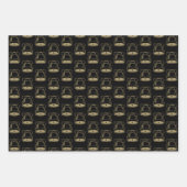 Weihnachts-Rot-Dunkelgrün-Gold-Glocken-Muster Geschenkpapier Set (Vorderseite 3)